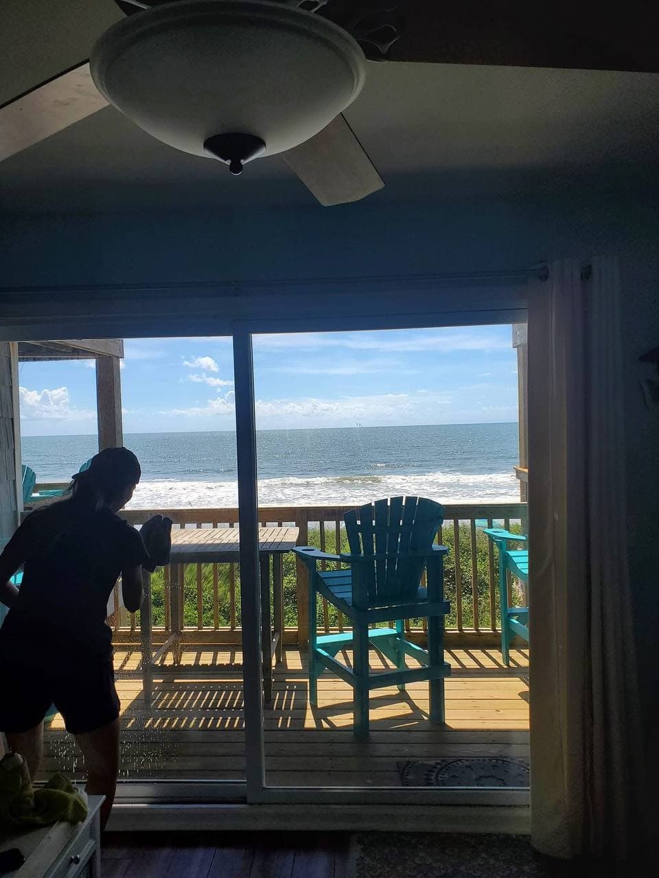 Ocean view from a coastal beach house deck in North Carolina
